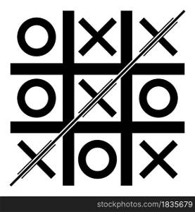 Tic tac toe icon black color vector illustration flat style simple image. Tic tac toe icon black color vector illustration flat style image