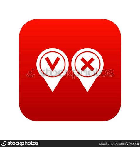Tick affirmative and negative icon digital red for any design isolated on white vector illustration. Tick affirmative and negative icon digital red