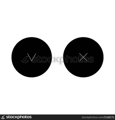 Tick and cross icon in simple style on a white background. Tick and cross icon in simple style