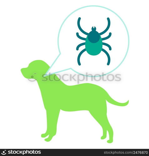 Tick in dog solid icon, Diseases of pets concept, dog with skin parasites sign on white background, itchy dog icon