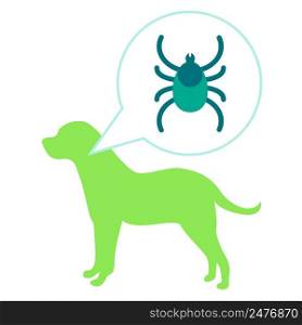 Tick in dog solid icon, Diseases of pets concept, dog with skin parasites sign on white background, itchy dog icon