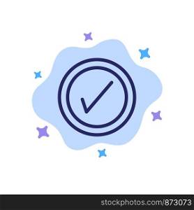 Tick, Interface, User Blue Icon on Abstract Cloud Background