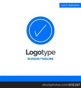 Tick, Interface, User Blue Solid Logo Template. Place for Tagline