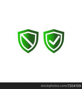 Tick mark approved on shield and security flat icon in green on isolated white background. EPS 10 vector. Tick mark approved on shield and security flat icon in green on isolated white background. EPS 10 vector.