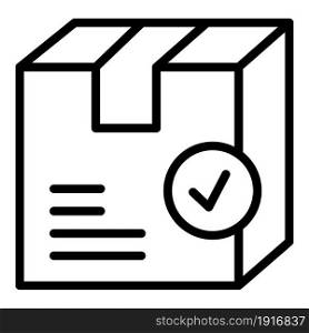 Tick package icon outline vector. Box parcel. Delivery service. Tick package icon outline vector. Box parcel
