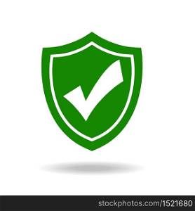 Tick shield security green icon isolated on white background Vector illustration