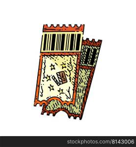 ticket cinema hand drawn vector. monie coupon, theater film, show entry, concert event admission ticket cinema sketch. isolated color illustration. ticket cinema sketch hand drawn vector
