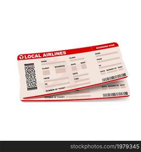 Ticket flight airport vector. Journey desig. Transport seat card. 3d realistic illustration. Ticket flight airport vector