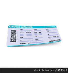 Ticket flight airport vector. Travel card. Pass template. 3d realistic illustration. Ticket flight airport vector