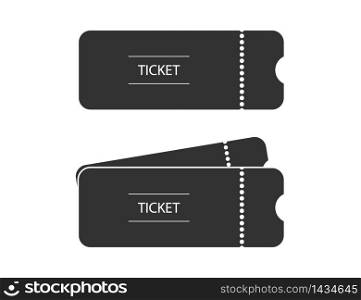 Ticket for theater or cinema in black simple design. Isolated event label to pass inside. Theatre or movie show entrance. Ticket of concert as admission. Vector EPS 10