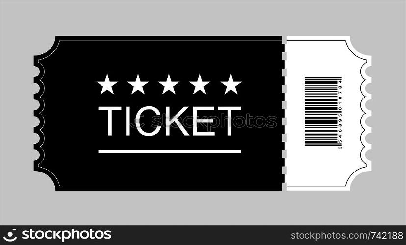 Ticket icon, Cinema ticket flat on gray background, Vector illustration