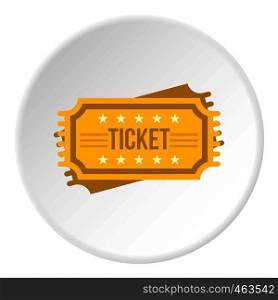 Ticket icon in flat circle isolated vector illustration for web. Ticket icon circle