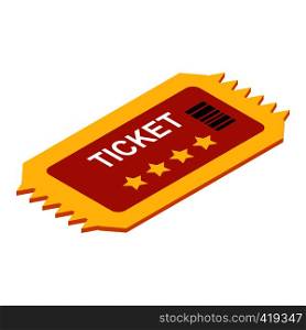Ticket isometric 3d icon isolated on a white background. Ticket isometric 3d icon