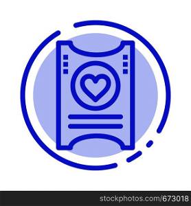 Ticket, Love, Heart, Wedding Blue Dotted Line Line Icon
