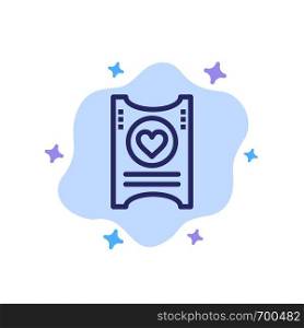 Ticket, Love, Heart, Wedding Blue Icon on Abstract Cloud Background
