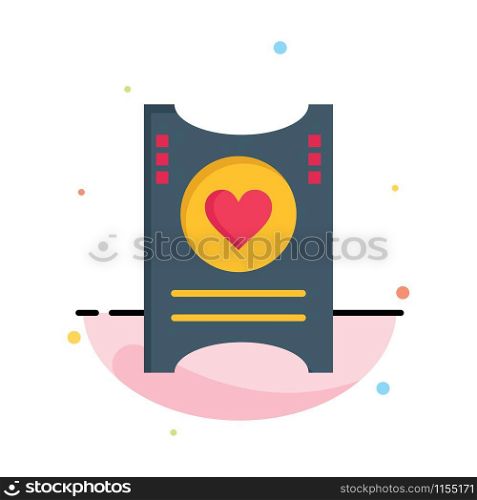 Ticket, Love, Heart, Wedding Business Logo Template. Flat Color