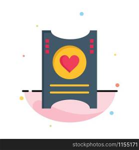 Ticket, Love, Heart, Wedding Business Logo Template. Flat Color