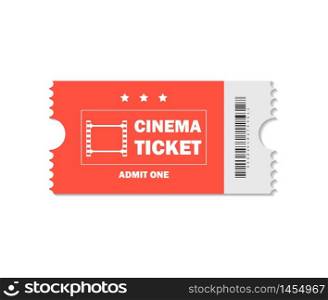 Ticket of cinema for movie. Admission red ticket for theater, movie, cinema on isolated background. Pass ticket on film. vector eps10. Ticket of cinema for movie. Admission red ticket for theater, movie, cinema on isolated background. Pass ticket on film. vector illustration