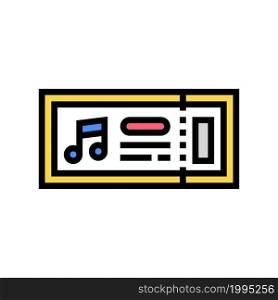 ticket on music festival color icon vector. ticket on music festival sign. isolated symbol illustration. ticket on music festival color icon vector illustration
