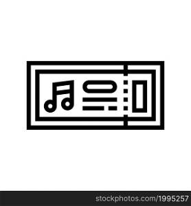 ticket on music festival line icon vector. ticket on music festival sign. isolated contour symbol black illustration. ticket on music festival line icon vector illustration