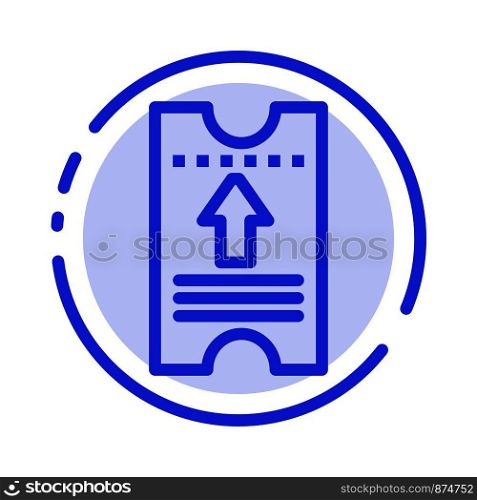 Ticket, Pass, Hotel, Arrow Blue Dotted Line Line Icon