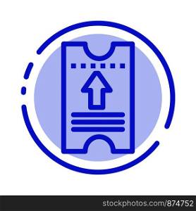 Ticket, Pass, Hotel, Arrow Blue Dotted Line Line Icon