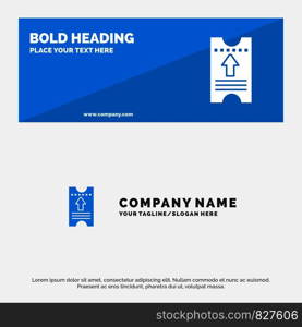 Ticket, Pass, Hotel, Arrow SOlid Icon Website Banner and Business Logo Template