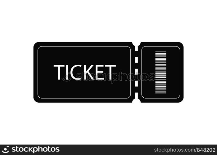 Ticket vector icon on white background. Ticket icon with barcode