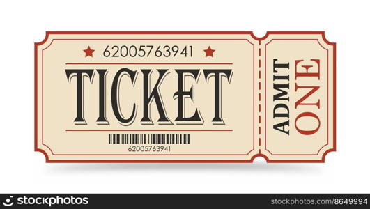 Ticket. Vector illustration for websites, applications, cinemas, clubs, mass events and creative design. Flat style