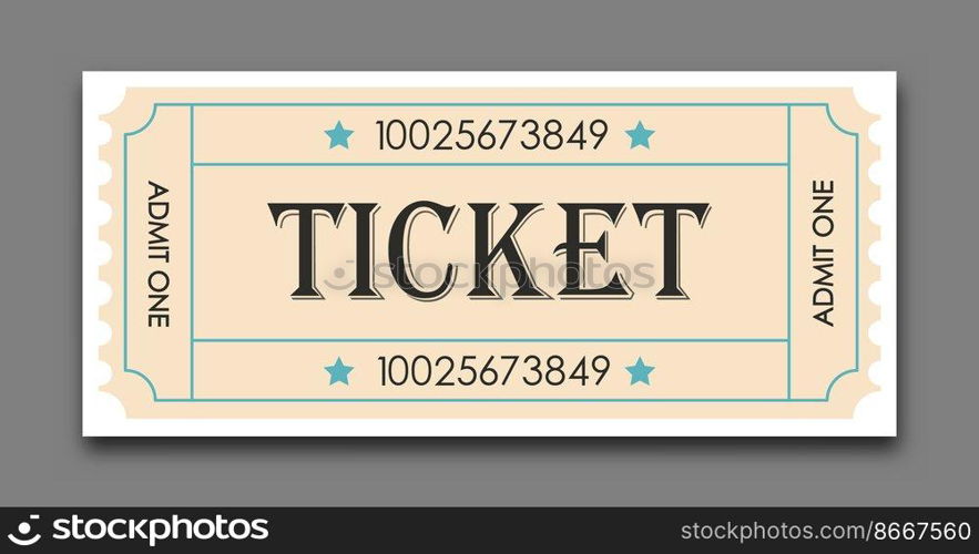 Ticket. Vector illustration for websites, applications, cinemas, clubs, mass events and creative design. Flat style