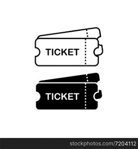 Tickets or coupons icon in black and white on isolated white background. EPS 10 vector. Tickets or coupons icon in black and white on isolated white background. EPS 10 vector.