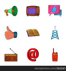 Tidings icons set. Cartoon illustration of 9 tidings vector icons for web. Tidings icons set, cartoon style