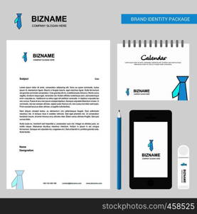 Tie Business Letterhead, Calendar 2019 and Mobile app design vector template