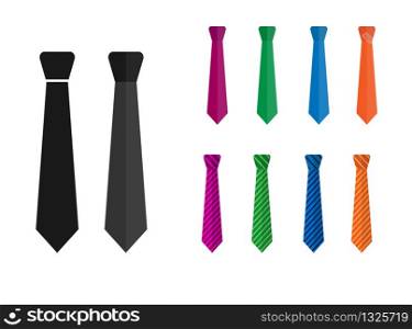 Tie icon. Set of vector stock color illustrations, flat simple design.