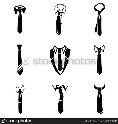 Tie icon set. Simple set of tie vector icons for web design isolated on white background. Tie icon set, simple style