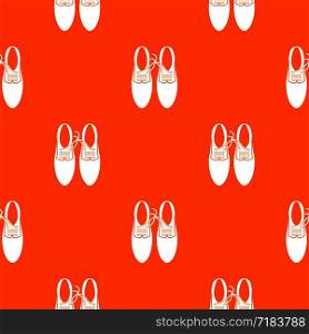 Tied laces on shoes joke pattern repeat seamless in orange color for any design. Vector geometric illustration. Tied laces on shoes joke pattern seamless