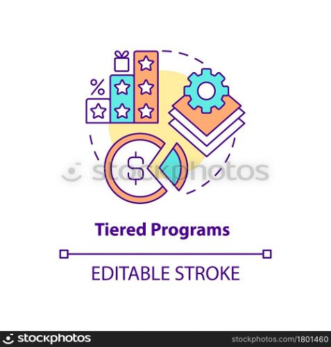 Tiered programs concept icon. Different levels of loyalty program abstract idea thin line illustration. Various ranks of service. Vector isolated outline color drawing. Editable stroke. Tiered programs concept icon
