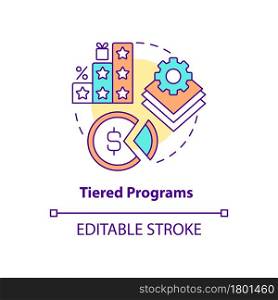 Tiered programs concept icon. Different levels of loyalty program abstract idea thin line illustration. Various ranks of service. Vector isolated outline color drawing. Editable stroke. Tiered programs concept icon