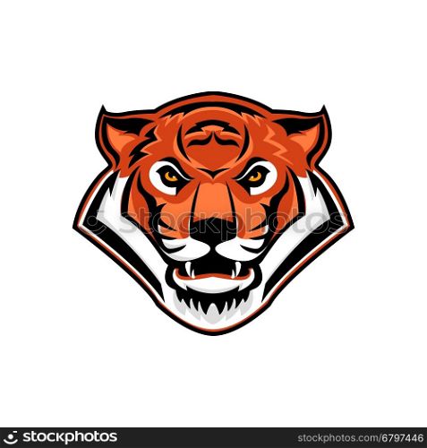 Tiger angry logo. Emblem for sport team. Mascot. Design elements for logo, albel, emblem, sign. Vector illustration.