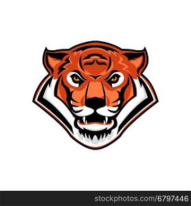 Tiger angry logo. Emblem for sport team. Mascot. Design elements for logo, albel, emblem, sign. Vector illustration.