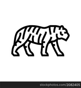 tiger animal in zoo line icon vector. tiger animal in zoo sign. isolated contour symbol black illustration. tiger animal in zoo line icon vector illustration