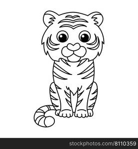 Tiger cartoon coloring page for kids Royalty Free Vector