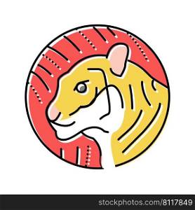 tiger chinese horoscope animal color icon vector. tiger chinese horoscope animal sign. isolated symbol illustration. tiger chinese horoscope animal color icon vector illustration