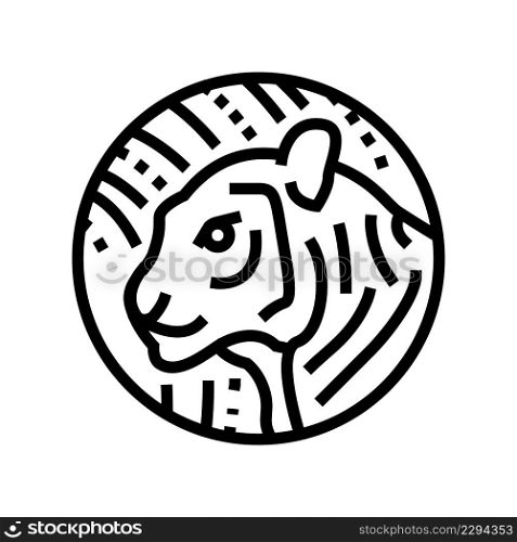 tiger chinese horoscope animal line icon vector. tiger chinese horoscope animal sign. isolated contour symbol black illustration. tiger chinese horoscope animal line icon vector illustration