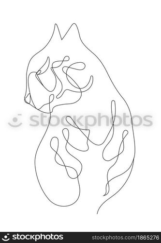 Tiger chinese new year vector in continuous, line art style. Hand drawn asian symbol of 2022 year in bohemian style. Simple wild cat on background.. Tiger chinese new year vector in continuous, line art style. Hand drawn asian symbol of 2022 year