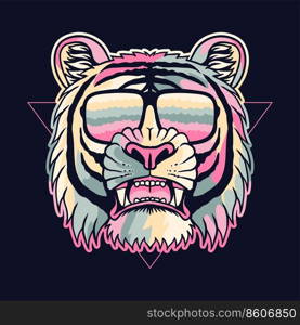 Tiger colorful wearing a glasses vector illustration