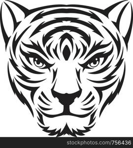 Tiger face tattoo design, vintage engraved illustration.