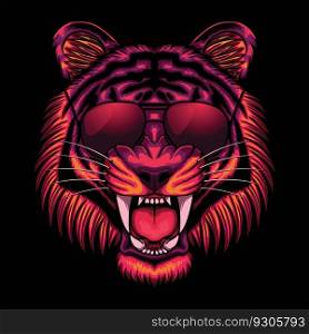 Tiger head cyberpunk colorful vector illustration for your company or brand