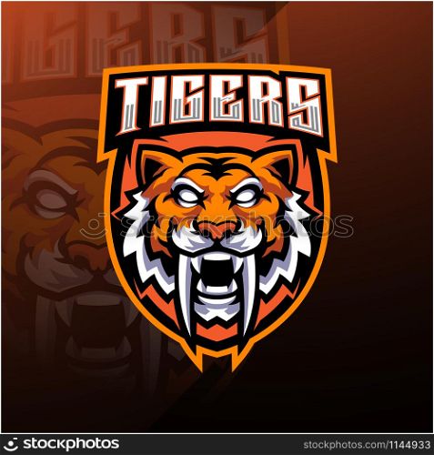 Tiger head esport mascot logo design