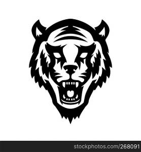 Tiger head icon on white background. Design element for logo, label, emblem, sign, poster, t shirt. Vector illustration